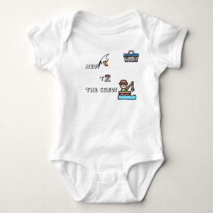 "New to the Crew" BLUE Customisable Fishing Baby Bodysuit