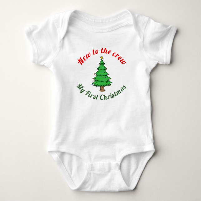 new to the crew first Christmas baby outfit Bodysuit (Front)