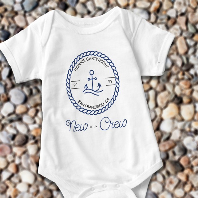 New to the Crew Nautical Blue Boat Anchor Custom Baby Bodysuit (Creator Uploaded)
