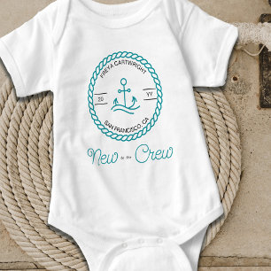 New to the Crew Nautical Teal Boat Anchor Custom Baby Bodysuit