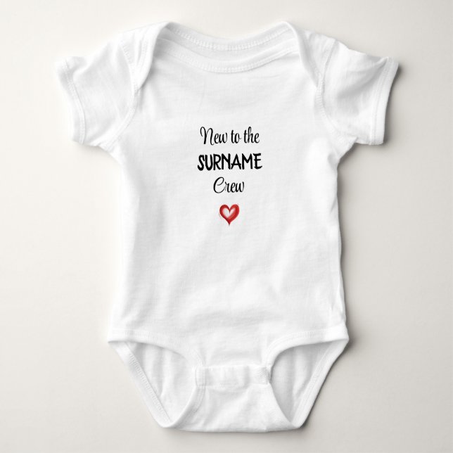 New To The Crew, Personalised Baby Gift,   Baby Bodysuit (Front)