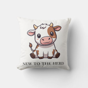 New to the Herd Cute Baby Cow Illustration Cushion