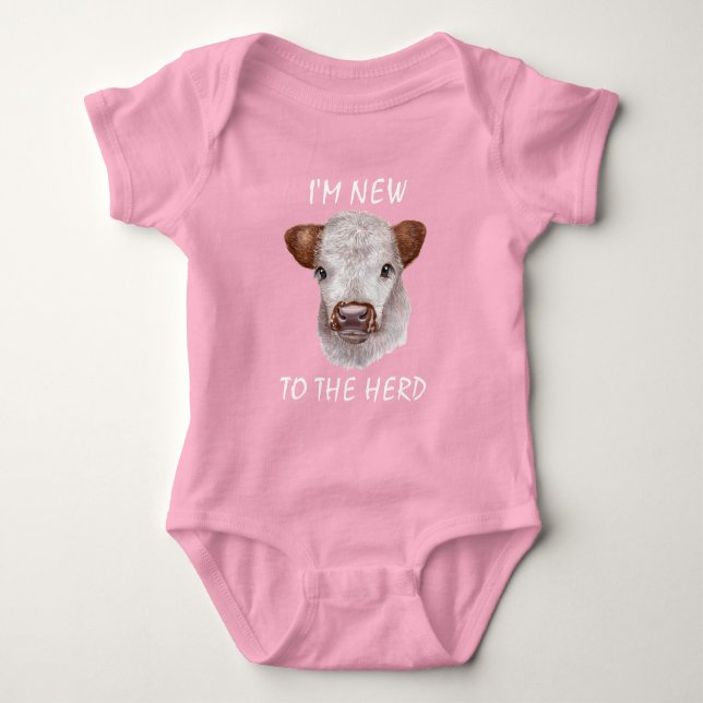 New to the Herd Highland Cow Calf Baby Baby  Bodysuit (Front)