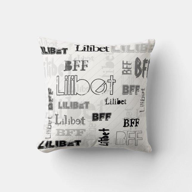 NEW! Trendy Girls Name BFF Wordcloud Urban Chic Cushion (Front)