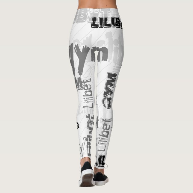 NEW! Trendy Named Wordcloud GYM Bunny Leggings (Back)