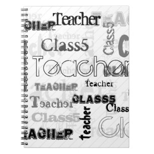 NEW! Trendy Named Wordcloud TEACHER Class Gift Notebook