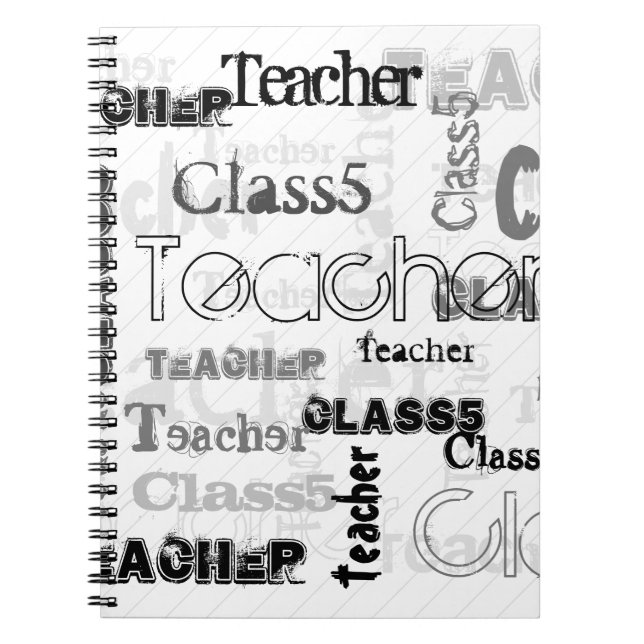 NEW! Trendy Named Wordcloud TEACHER Class Gift Notebook (Front)