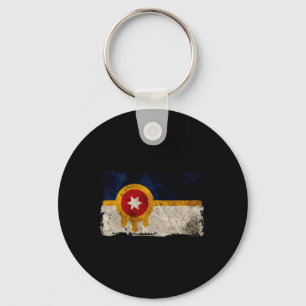 New Tulsa Flag Vintage Distressed Tulsa Oklahoma Key Ring
