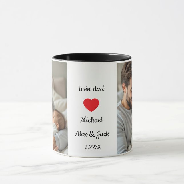 New twin dad custom photo and script mug (Center)