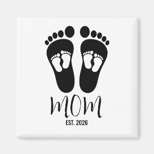 New Twin Mum Baby Footprints Script Est Date Magnet