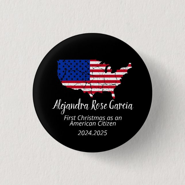 New U.S. Citizen – American Map Citizenship Day 3 Cm Round Badge (Front)