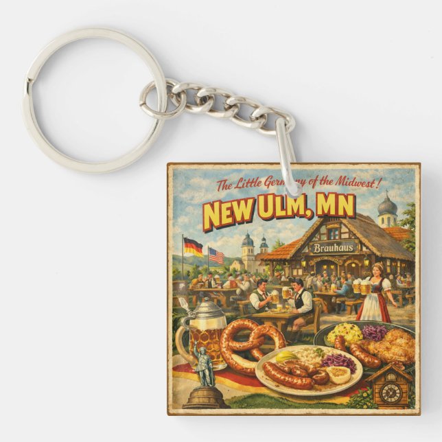 New Ulm MN Minnesota Vintage German Keychain (Front)