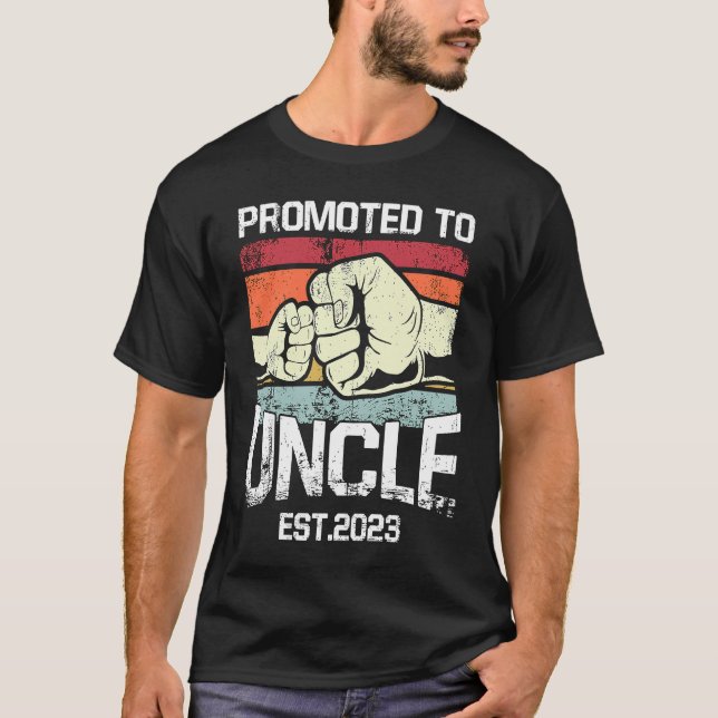 New Uncle 2023 Promoted To Uncle 2023 T-Shirt (Front)