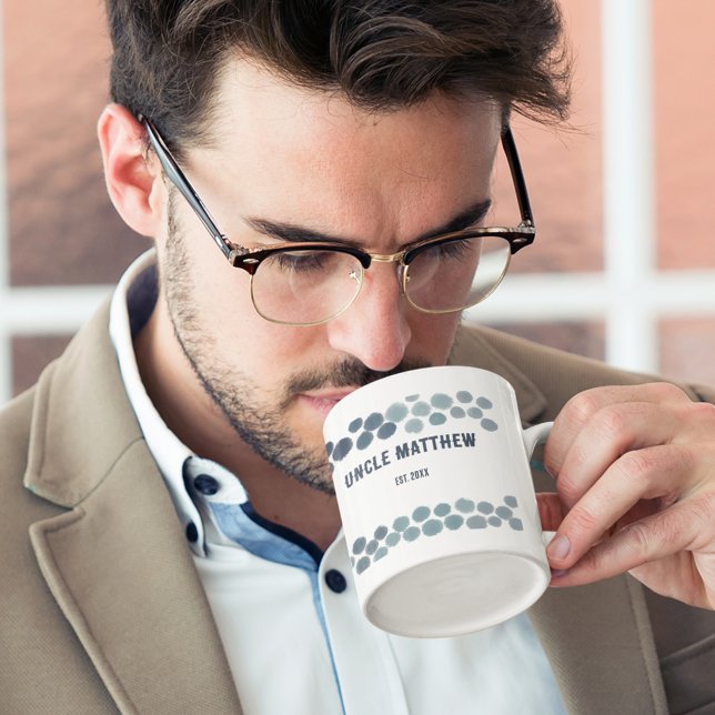 New Uncle Abstract Blue Polka Dots Personalised Coffee Mug (Creator Uploaded)