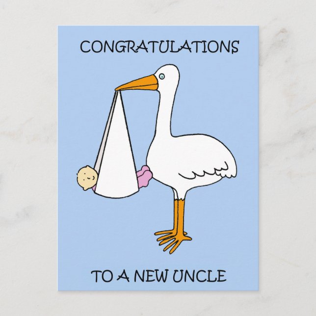 New Uncle Congratulations to a Baby Girl Postcard (Front)