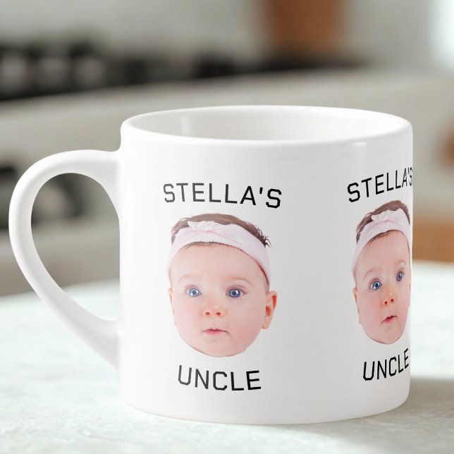New Uncle Gift Mug, Custom Baby Face Photo Gift Espresso Cup (Creator Uploaded)