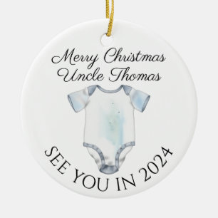 New Uncle new baby pregnancy announcement design  Ceramic Ornament