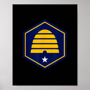 New Utah Flag - State Flag Of Ut Beehive Logo Retr Poster