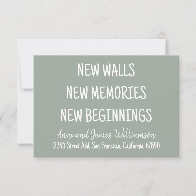 NEW WALLS NEW MEMORIES NEW BEGINNINGS Moving Announcement (Front)