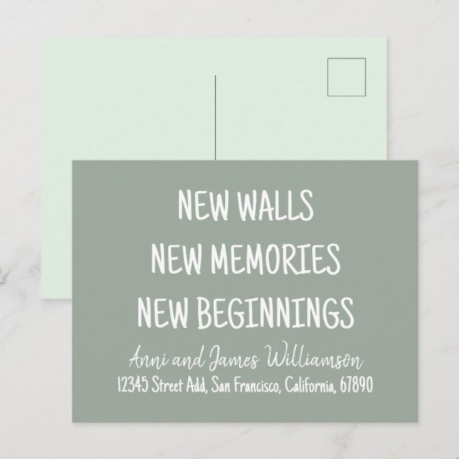 NEW WALLS NEW MEMORIES NEW BEGINNINGS Moving Holiday Postcard (Front/Back)