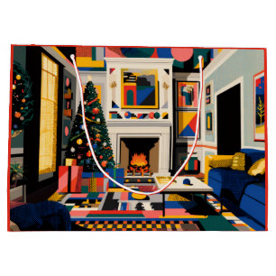 New Wave 1980s Pop Art Christmas Large Gift Bag