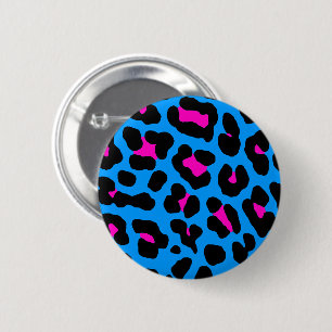 New Wave Retro Punk 80s Vintage Blue Leopard Pin