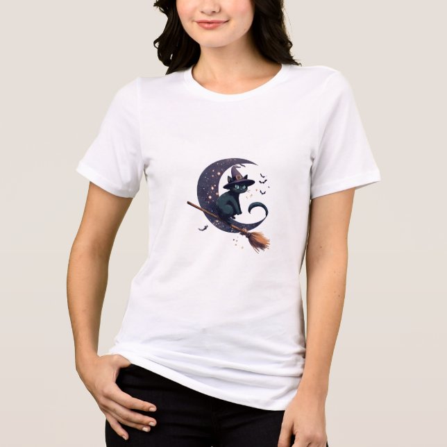 New witch cat design  Tri-Blend shirt (Front)