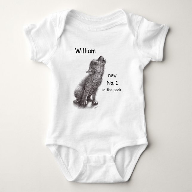 New Wolf in the Pack howling wolf Baby Bodysuit (Front)
