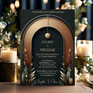 New Wood Tree Forest Rustic Barn Farm Arch Wedding Invitation