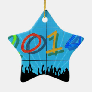 New Year 2014 Office City Party Colourful Fun Art Ceramic Tree Decoration
