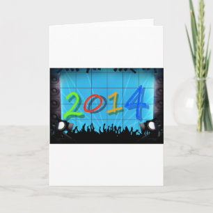 New Year 2014 Office City Party Colourful Fun Art Holiday Card