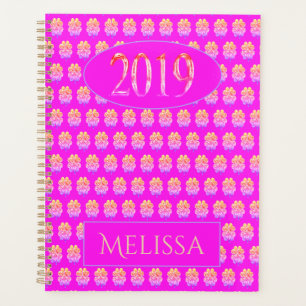 New Year 2019 Yellow Pink Four Leaf Clovers Modern Planner