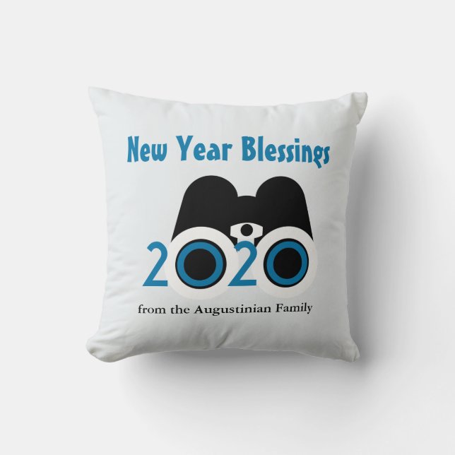 NEW YEAR 2020 BLESSINGS Customised BLUE Cushion (Front)