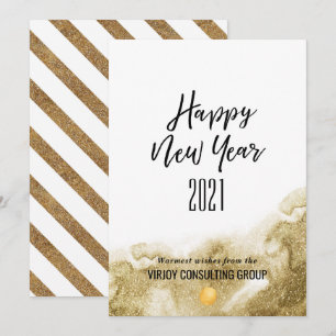 New Year 2021 Corporate Business Gold Abstract Holiday Card