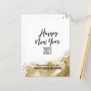 New Year 2021   Corporate Business Gold Abstract Holiday Postcard