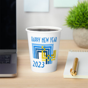 NEW YEAR 2023 LINE ART PAPER CUP FOR PARTY