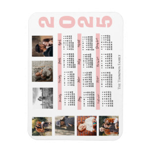 New Year 2024 Calendar Family Multi Photo Collage Magnet