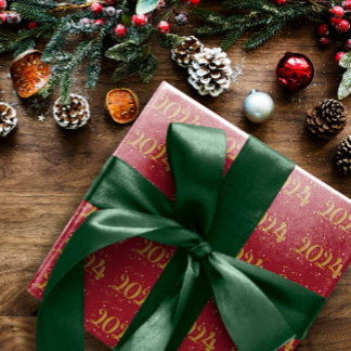 New Year 2024 Christmas Red Wrapping Paper