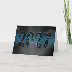 New Year 2024 Fireworks with Clouds Holiday Card