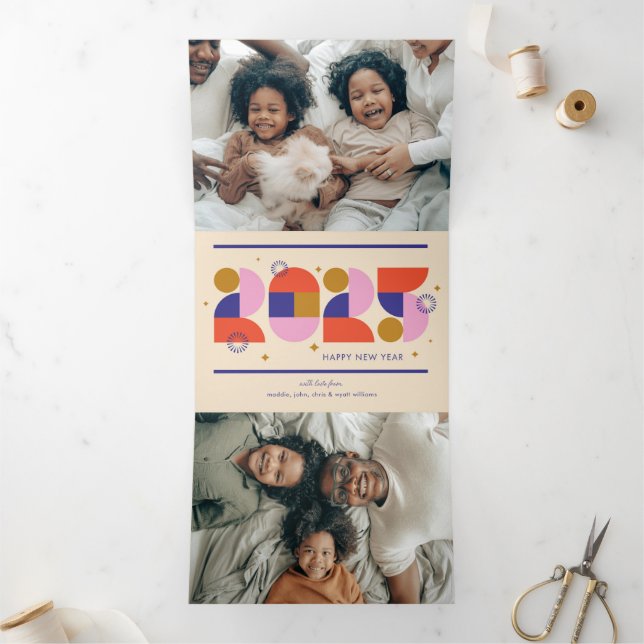 New Year 2025 - Bold Geometric Celebration Tri-Fold Holiday Card (Inside)