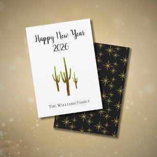 New Year 2025 Cactus Holiday Card