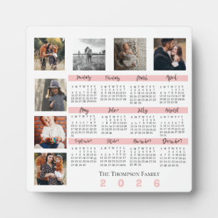 New Year 2025 Calendar Family Multi Photo Collage Plaque