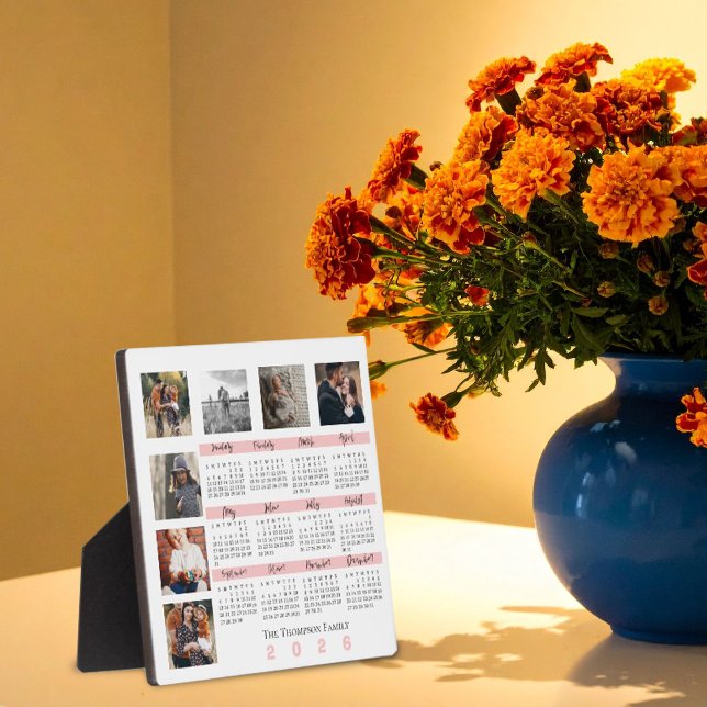 New Year 2025 Calendar Family Multi Photo Collage Plaque (New Year 2026 Calendar Family Multi Photo Collage Plaque)