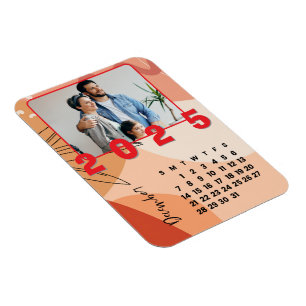 New Year 2025 December Month Calendar Family Photo Magnet