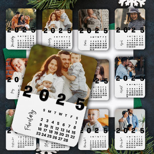 New Year 2025 February Calendar Family  Photo  Magnet