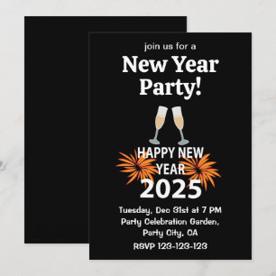 New Year 2025 Happy New Year Party Invitation