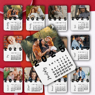 New Year 2025 January Calendar Family  Photo  Magnet