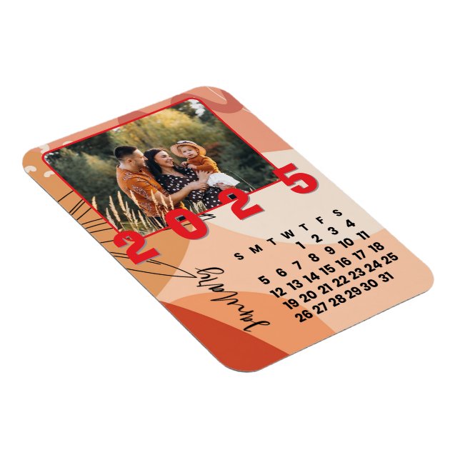 New Year 2025 January Month Calendar Family Photo  Magnet (Right Side)