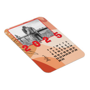 New Year 2025 June Month Calendar Family Photo Magnet
