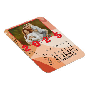 New Year 2025 Month February Calendar Family Photo Magnet